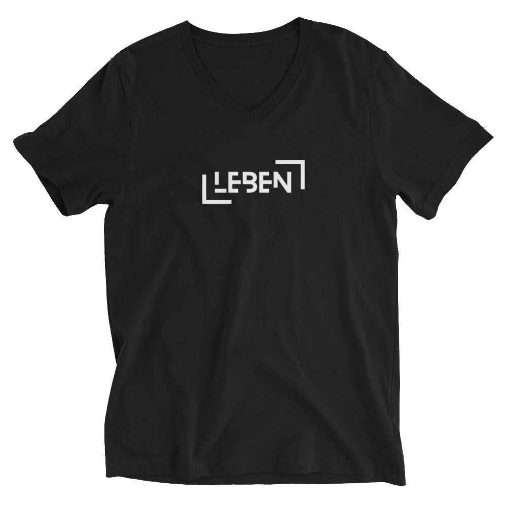 Kurzärmeliges Unisex-T-Shirt mit V-Ausschnitt - Leben
