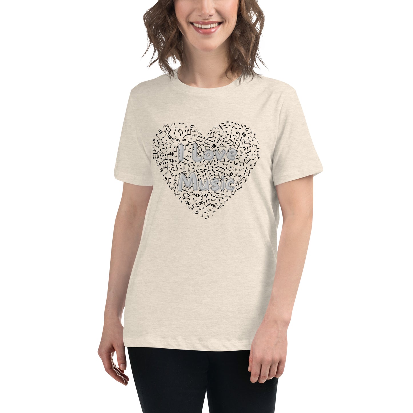 Lockeres Damen-T-Shirt - I Love Music