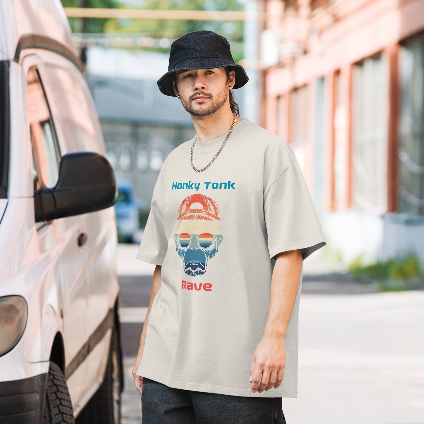 Oversized T-Shirt mit verwaschenem Look-Honky Tonk Rave