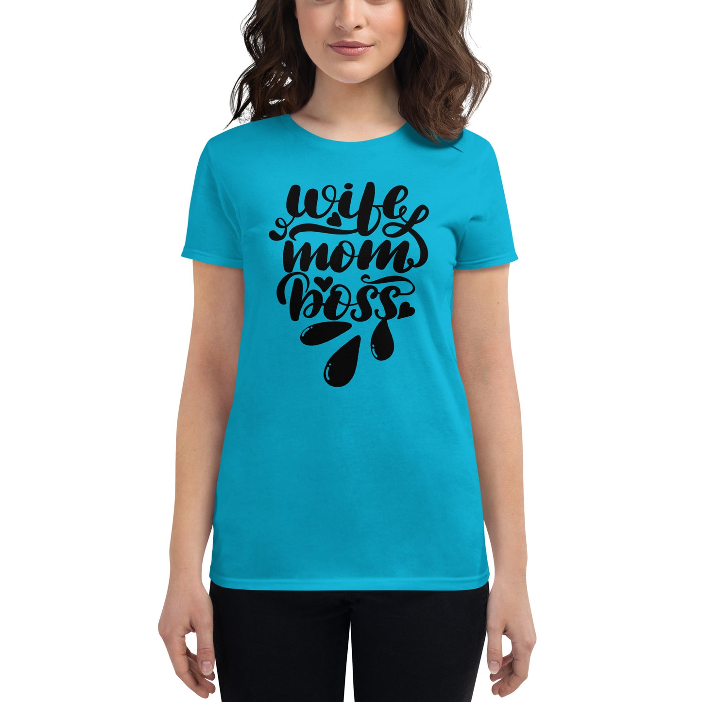 Kurzärmeliges T-Shirt für Damen - Wife,Mom,Boss