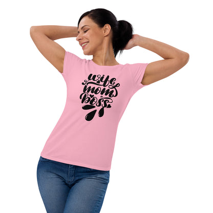 Kurzärmeliges T-Shirt für Damen - Wife,Mom,Boss