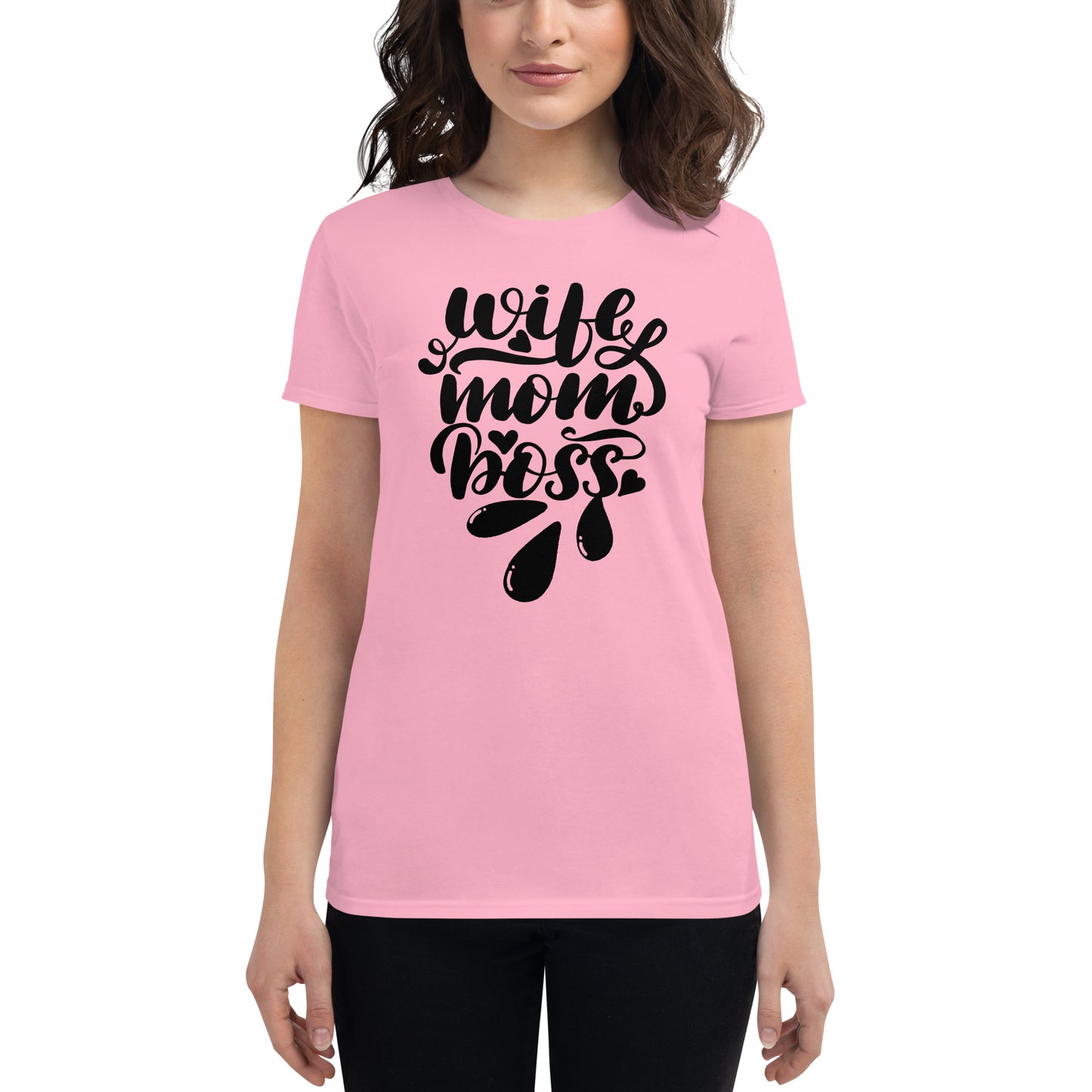 Kurzärmeliges T-Shirt für Damen - Wife,Mom,Boss