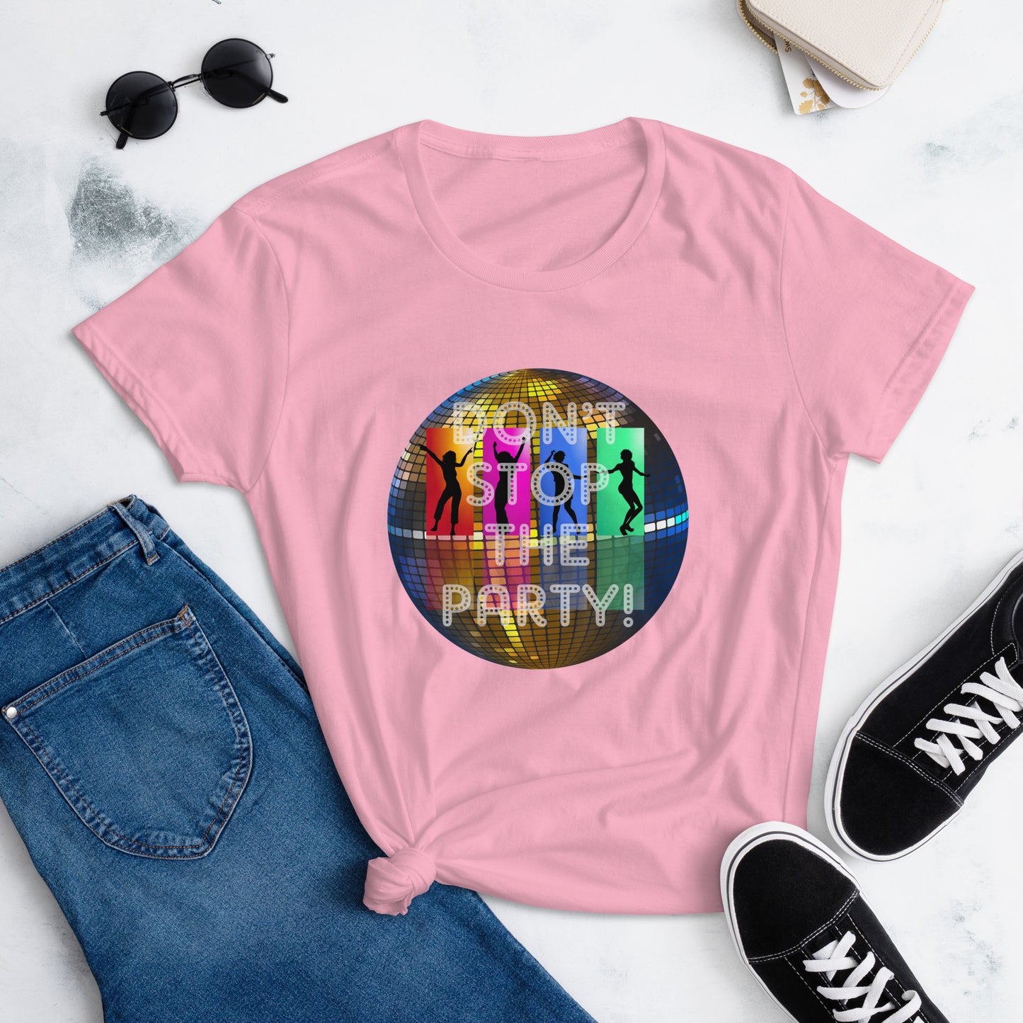 Kurzärmeliges T-Shirt für Damen - Disco Party