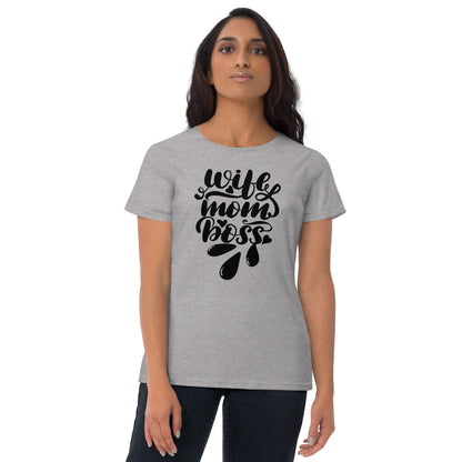 Kurzärmeliges T-Shirt für Damen - Wife,Mom,Boss