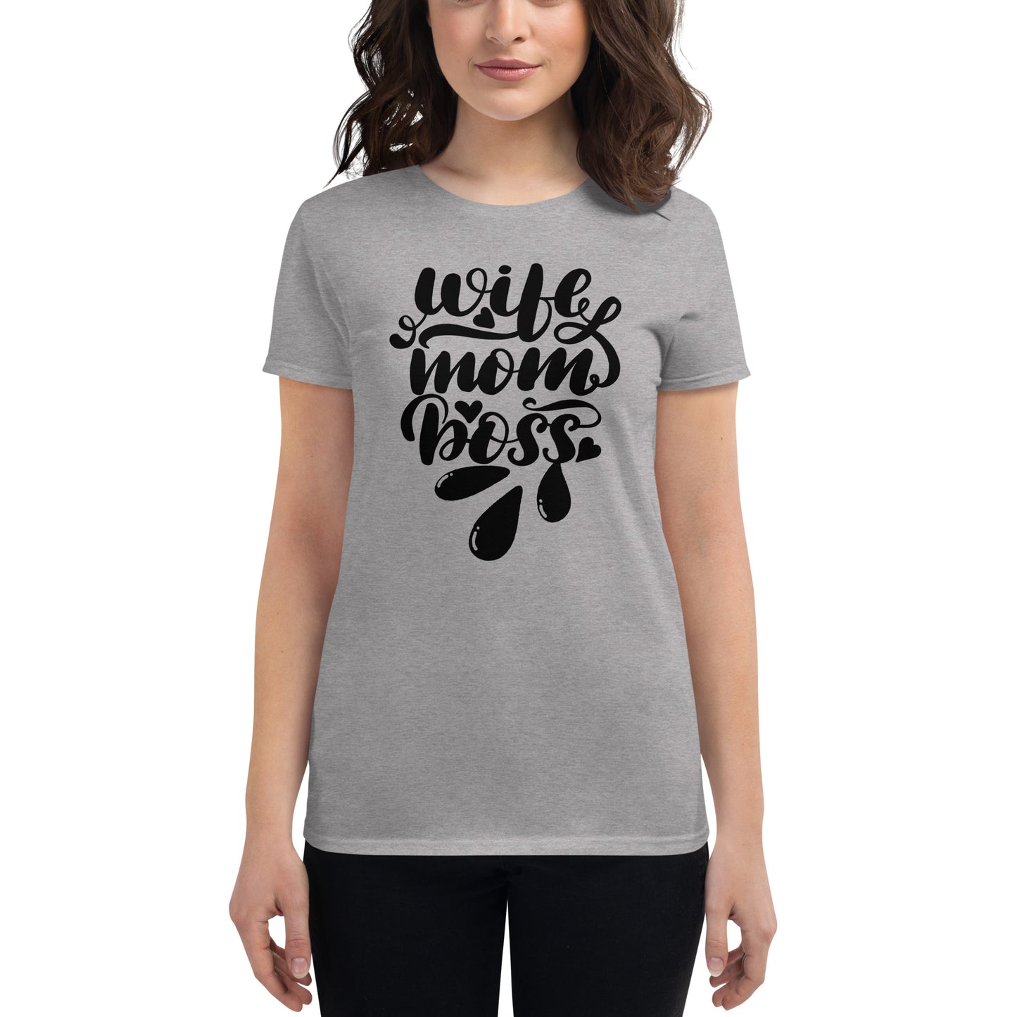 Kurzärmeliges T-Shirt für Damen - Wife,Mom,Boss