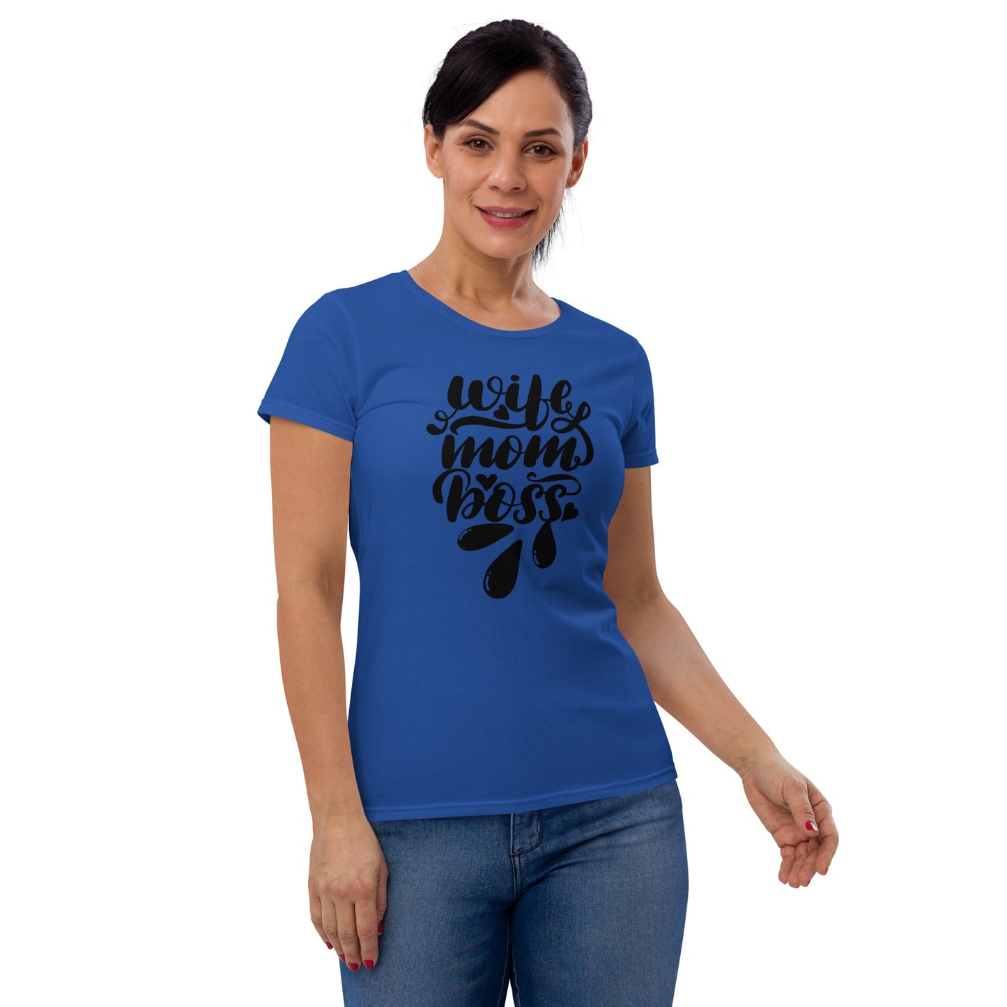 Kurzärmeliges T-Shirt für Damen - Wife,Mom,Boss