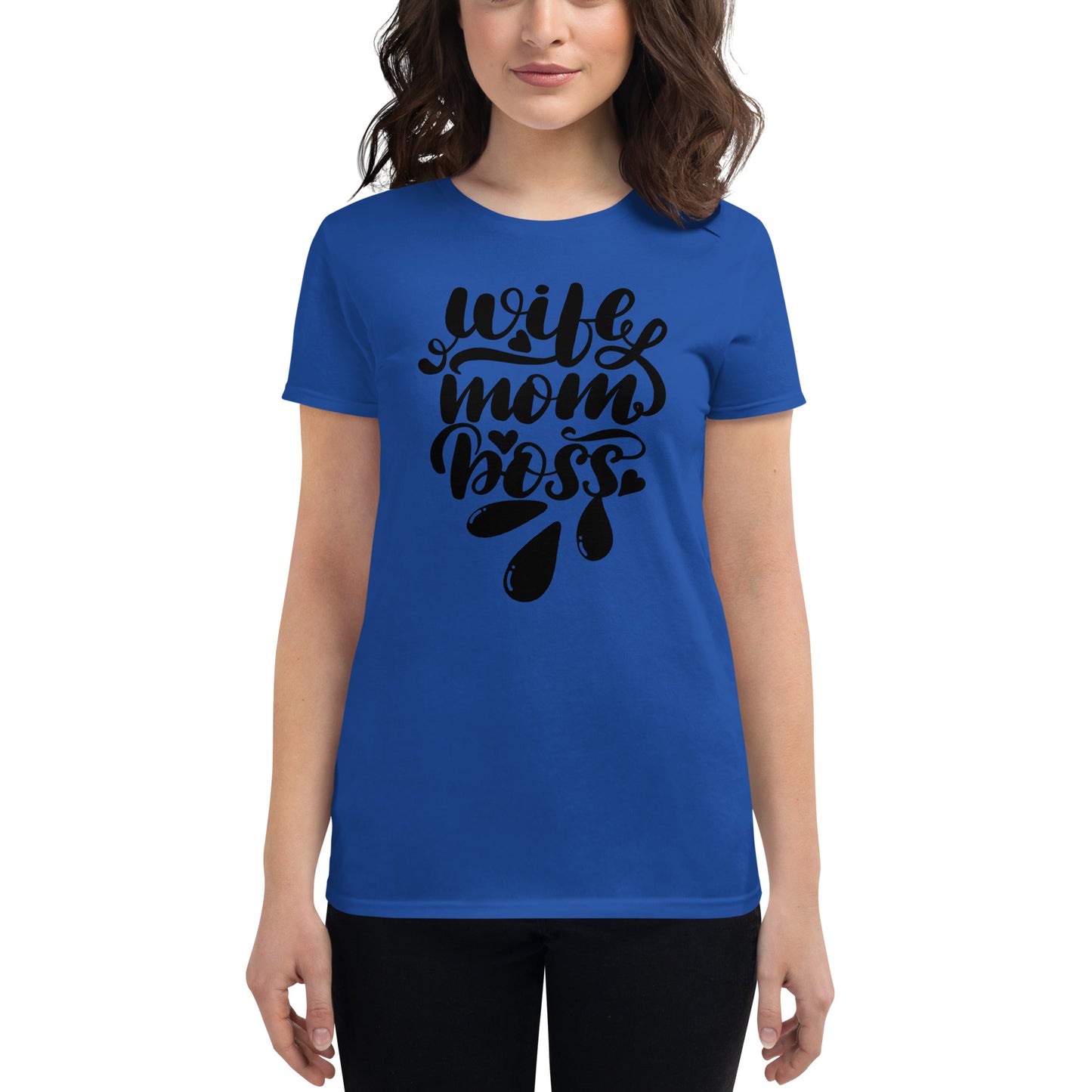 Kurzärmeliges T-Shirt für Damen - Wife,Mom,Boss