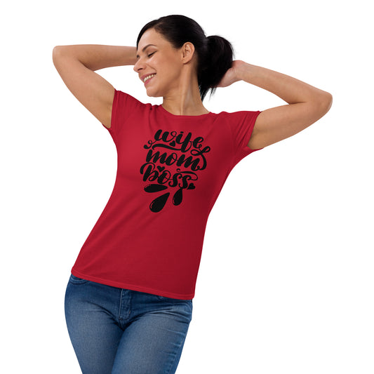 Kurzärmeliges T-Shirt für Damen - Wife,Mom,Boss