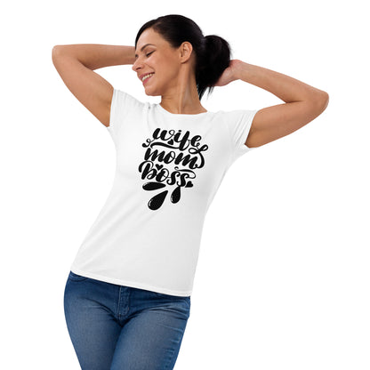 Kurzärmeliges T-Shirt für Damen - Wife,Mom,Boss