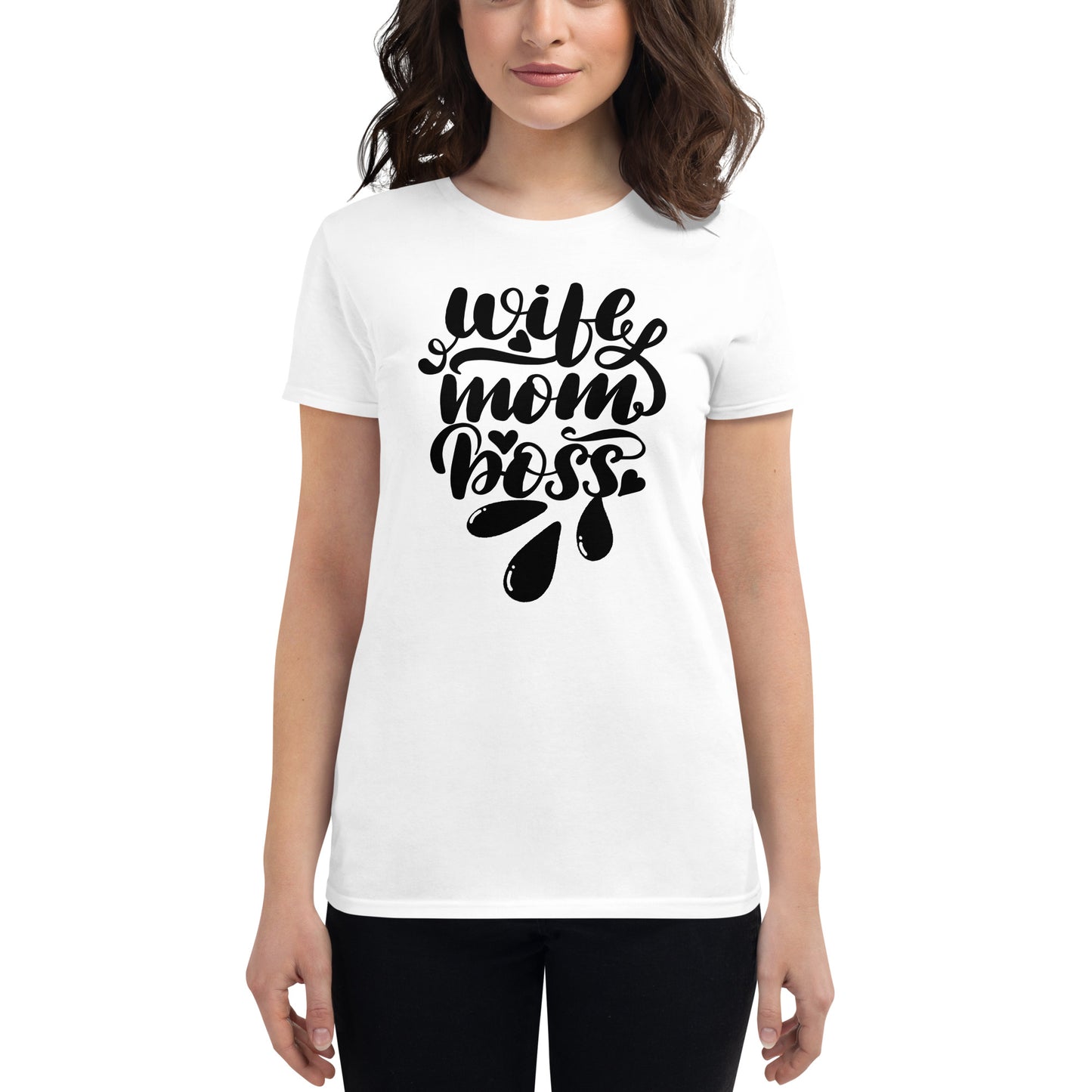 Kurzärmeliges T-Shirt für Damen - Wife,Mom,Boss