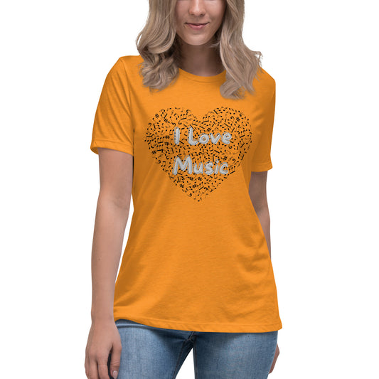 Lockeres Damen-T-Shirt - I Love Music